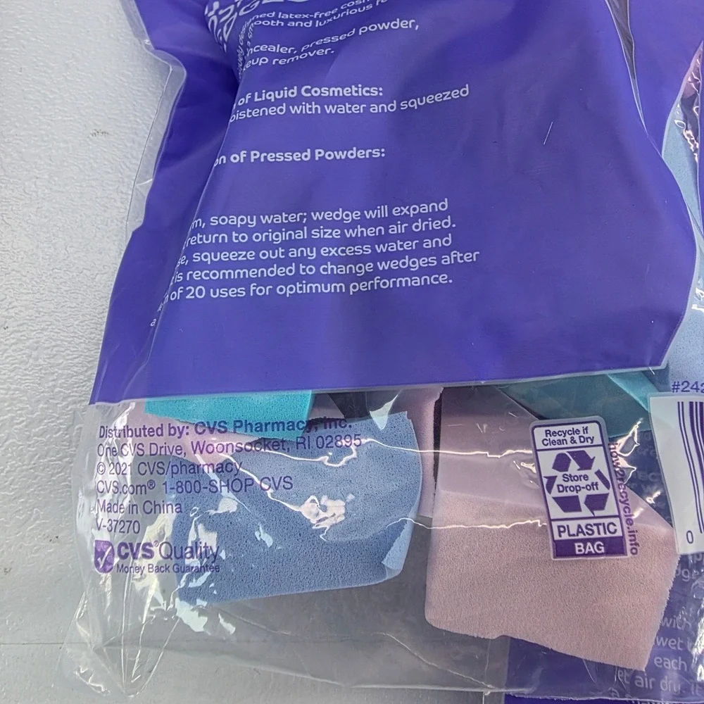 LOT of 5 One Other Jumbo Cosmetic Wedges Latex Free 15 Count Ea Pastel Mixed
